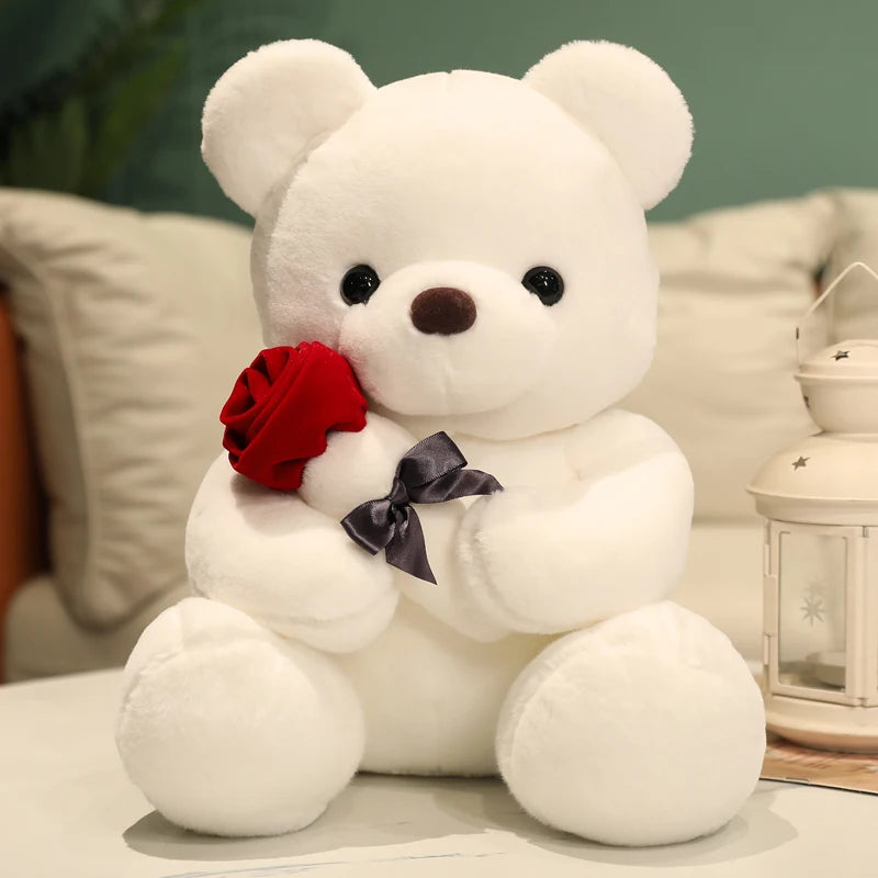Cute Teddy Bear Plush Toy Stuffed Animals Bear with Roses Flower Kids Toys Valentine’s Day Gift for Girls and Women