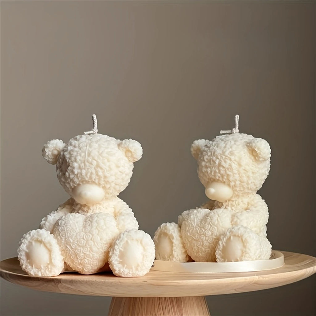 3D Heart-Shaped Teddy Bear Silicone Mold for Epoxy, Plaster, and Candle Making - Perfect Home Decor Ideas Gift