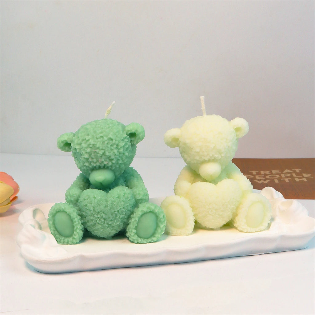 3D Heart-Shaped Teddy Bear Silicone Mold for Epoxy, Plaster, and Candle Making - Perfect Home Decor Ideas Gift